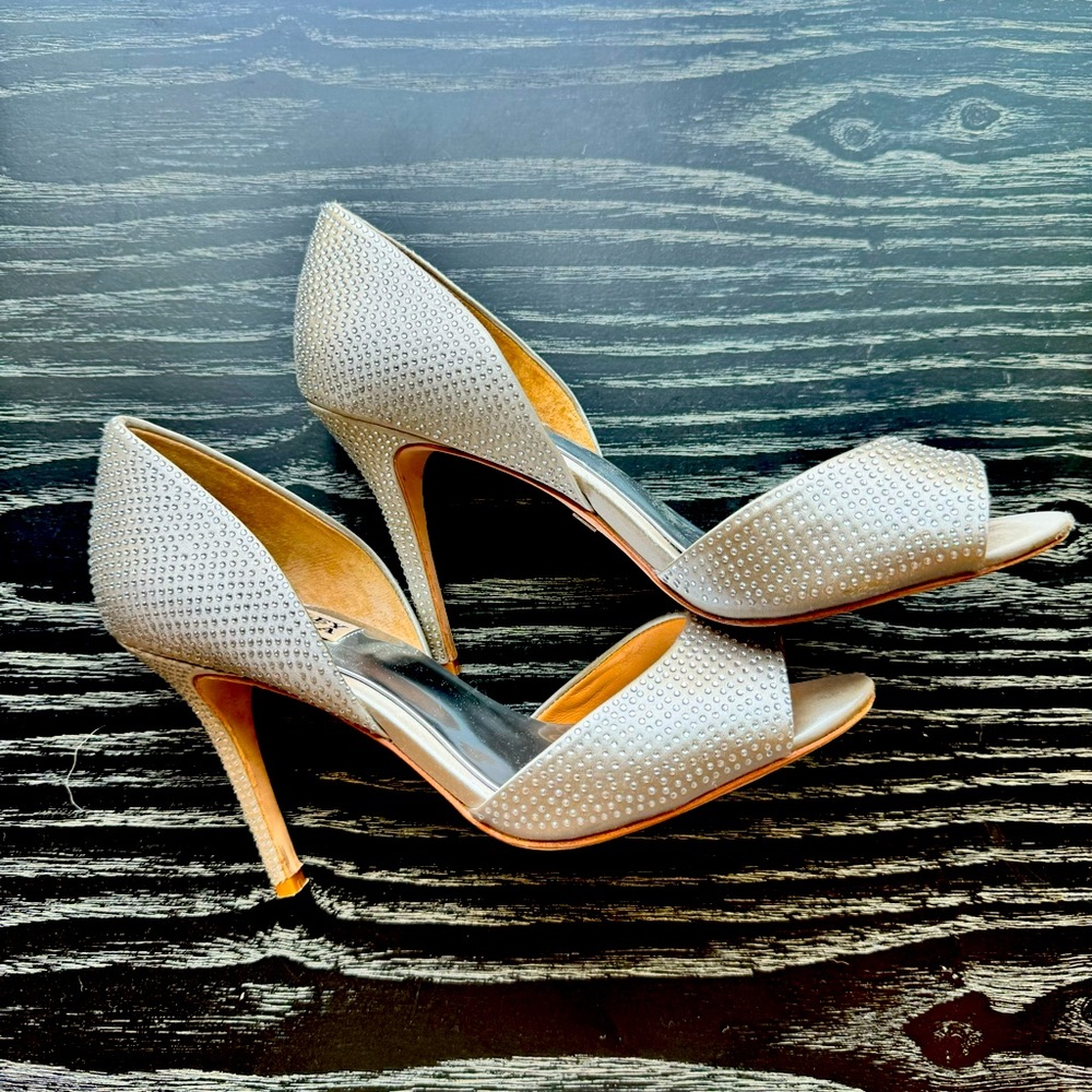 Badgley Mischa rhinestone d’orsay pumps heels in silver 7.5